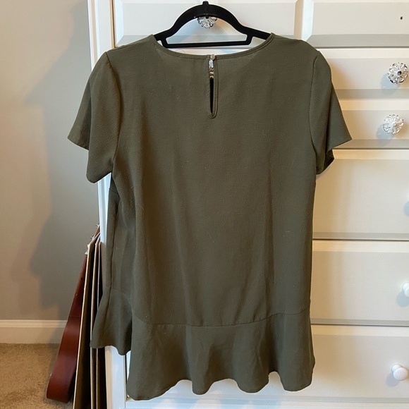 Pleione Olive Green Peplum Top - Picture 2 of 3